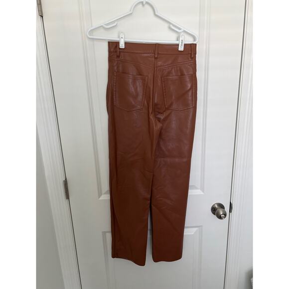 Wilfred The Melina High-Waisted Vegan Leather Pants Epicurean Brown Women Size 2 - Picture 6 of 7